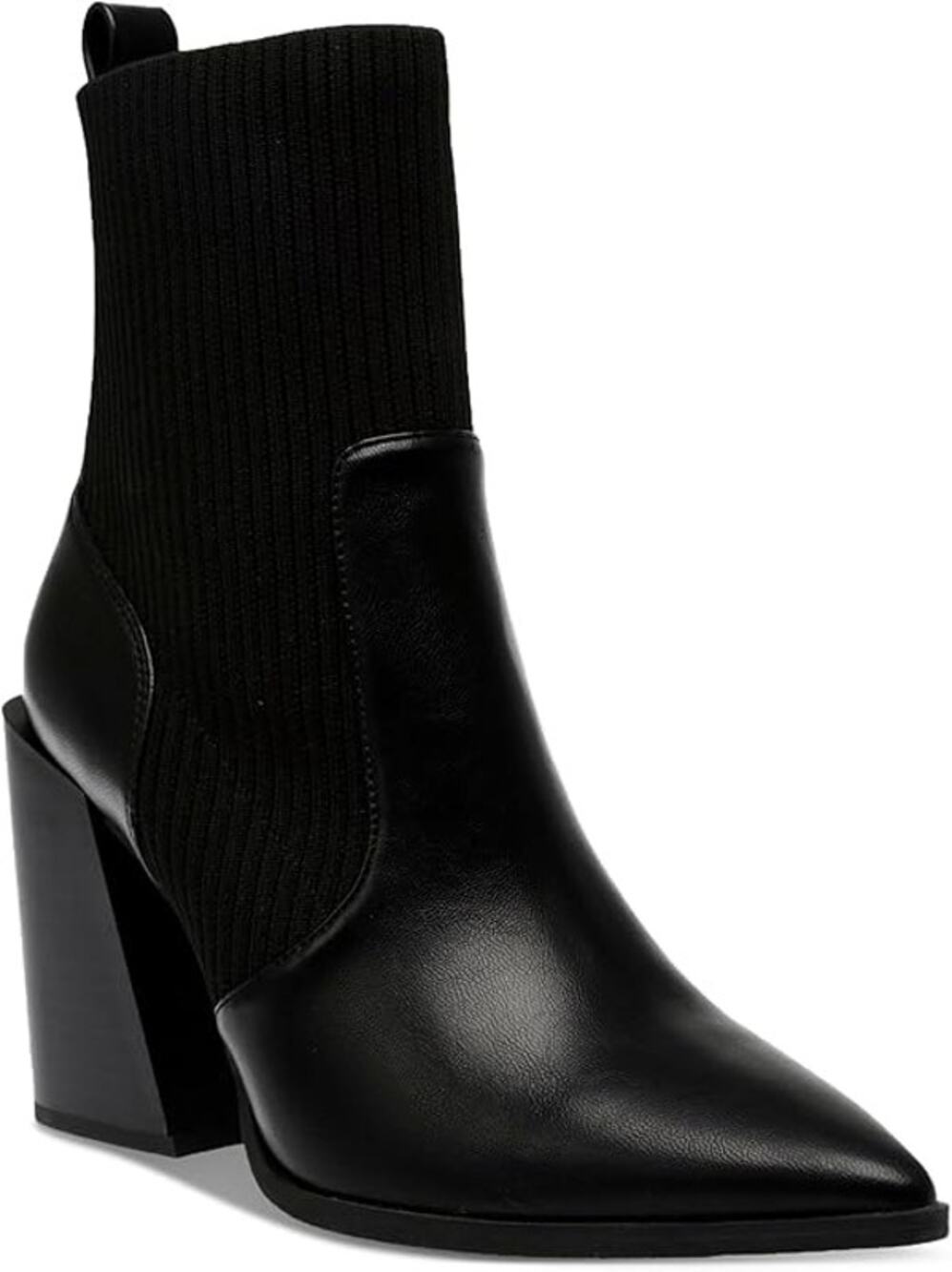 NEW Wild Pair Trinityy Pointed-Toe Pull-On Knit Dress Booties Black Smooth 8.5M